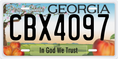 GA license plate CBX4097