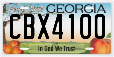 GA license plate CBX4100