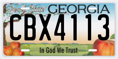 GA license plate CBX4113