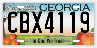GA license plate CBX4119