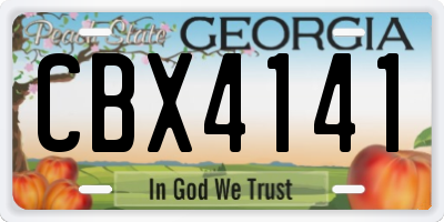 GA license plate CBX4141