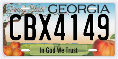 GA license plate CBX4149