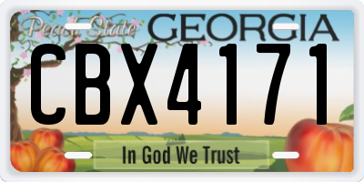 GA license plate CBX4171