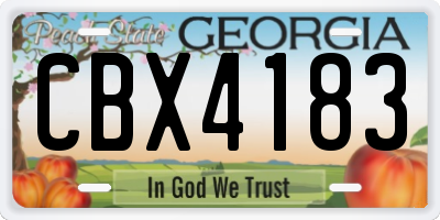 GA license plate CBX4183