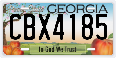 GA license plate CBX4185