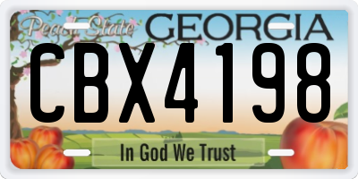 GA license plate CBX4198