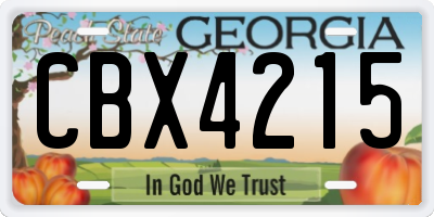 GA license plate CBX4215
