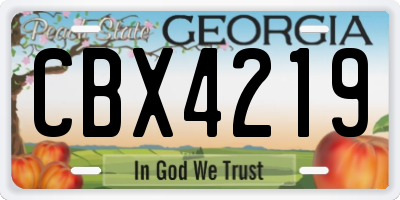 GA license plate CBX4219