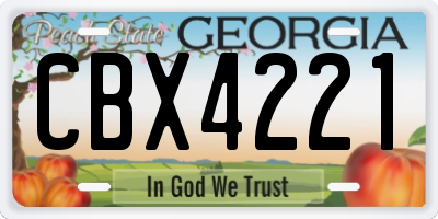 GA license plate CBX4221