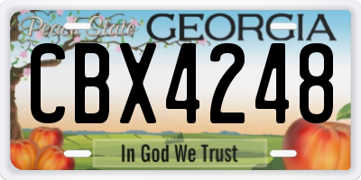GA license plate CBX4248