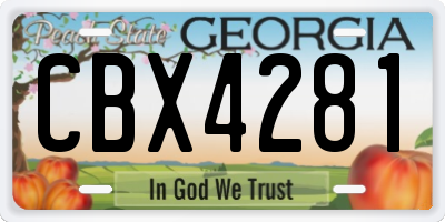 GA license plate CBX4281