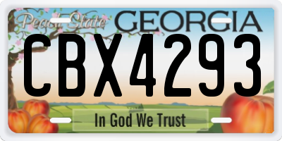 GA license plate CBX4293