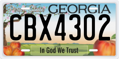 GA license plate CBX4302