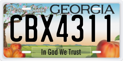 GA license plate CBX4311