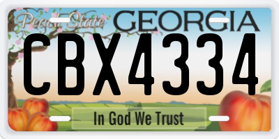 GA license plate CBX4334
