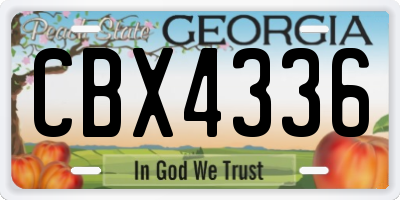 GA license plate CBX4336