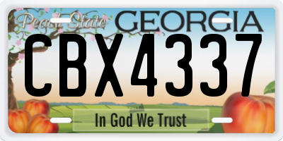 GA license plate CBX4337