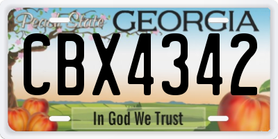 GA license plate CBX4342