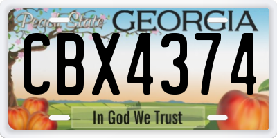 GA license plate CBX4374