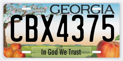 GA license plate CBX4375