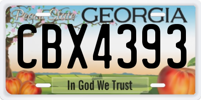GA license plate CBX4393