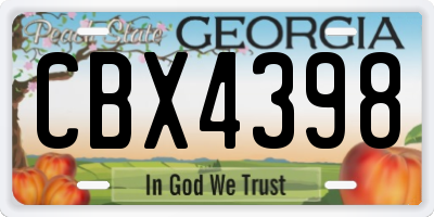 GA license plate CBX4398
