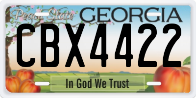 GA license plate CBX4422