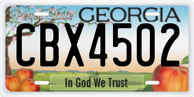 GA license plate CBX4502