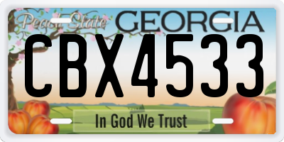 GA license plate CBX4533