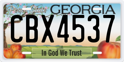 GA license plate CBX4537