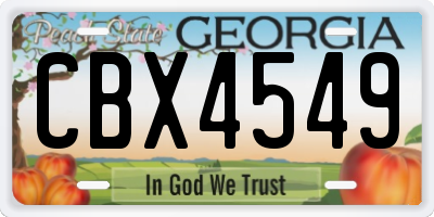 GA license plate CBX4549
