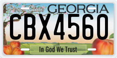 GA license plate CBX4560