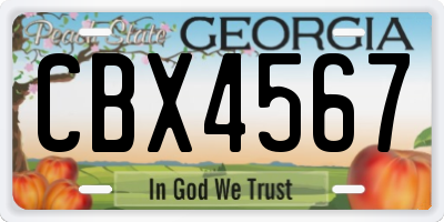 GA license plate CBX4567