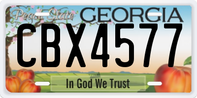 GA license plate CBX4577
