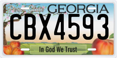 GA license plate CBX4593
