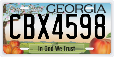GA license plate CBX4598