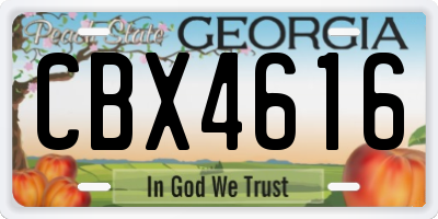 GA license plate CBX4616