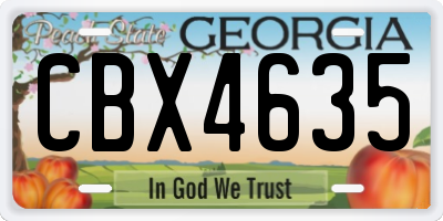 GA license plate CBX4635