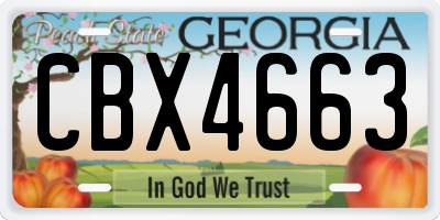 GA license plate CBX4663