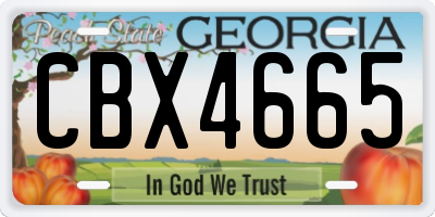 GA license plate CBX4665