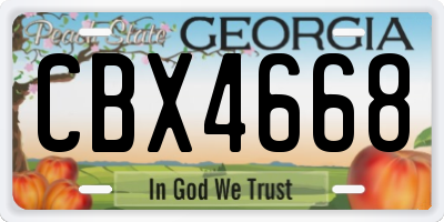 GA license plate CBX4668