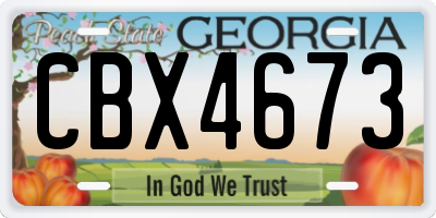 GA license plate CBX4673