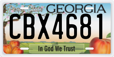 GA license plate CBX4681