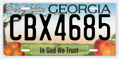 GA license plate CBX4685