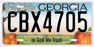 GA license plate CBX4705