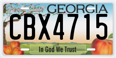 GA license plate CBX4715
