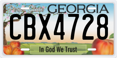 GA license plate CBX4728