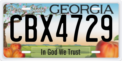 GA license plate CBX4729