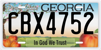GA license plate CBX4752
