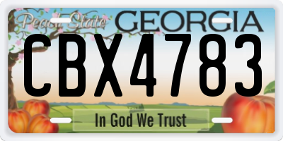 GA license plate CBX4783